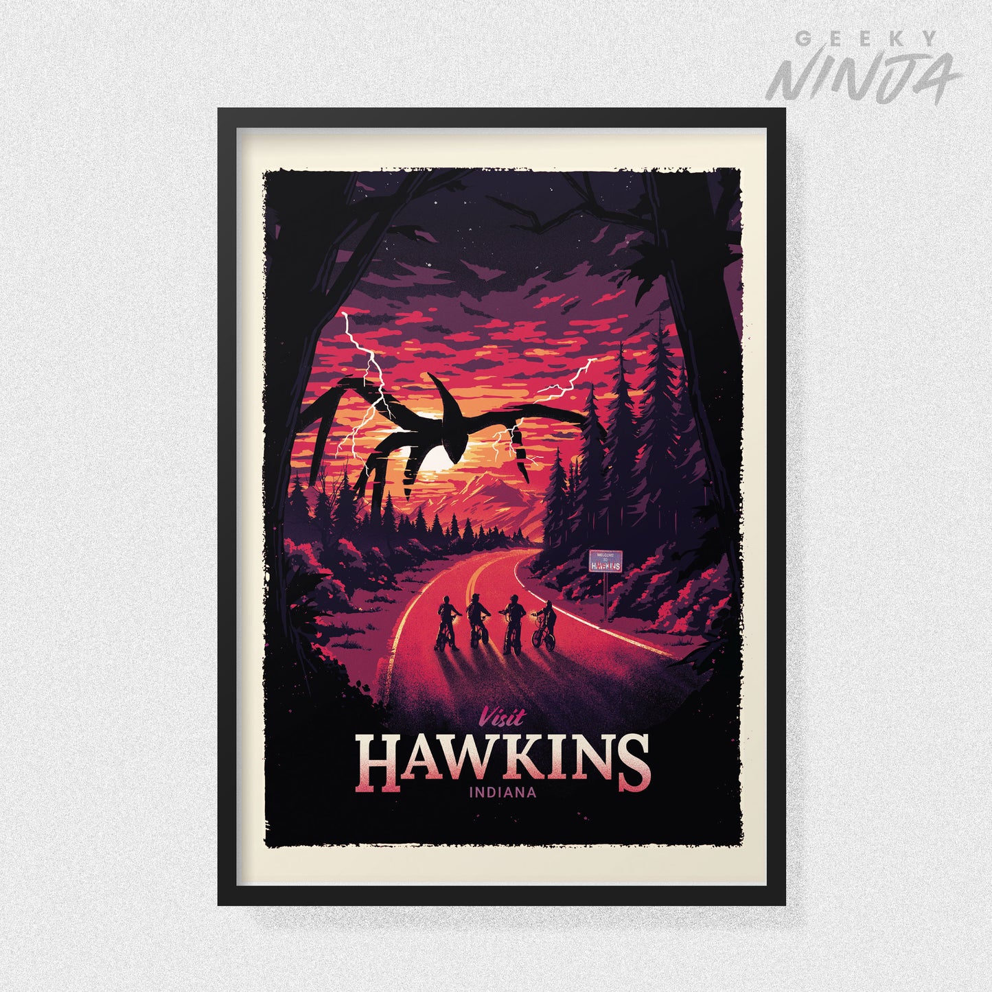 Visit Hawkins - Stranger Things Travel Poster Art