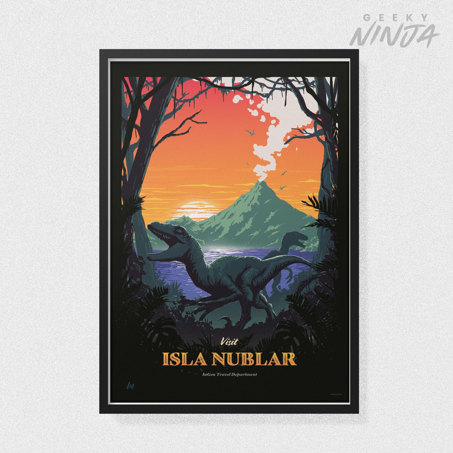 Isla Nublar Travel Poster - Jurassic Park Vintage Travel Poster Art